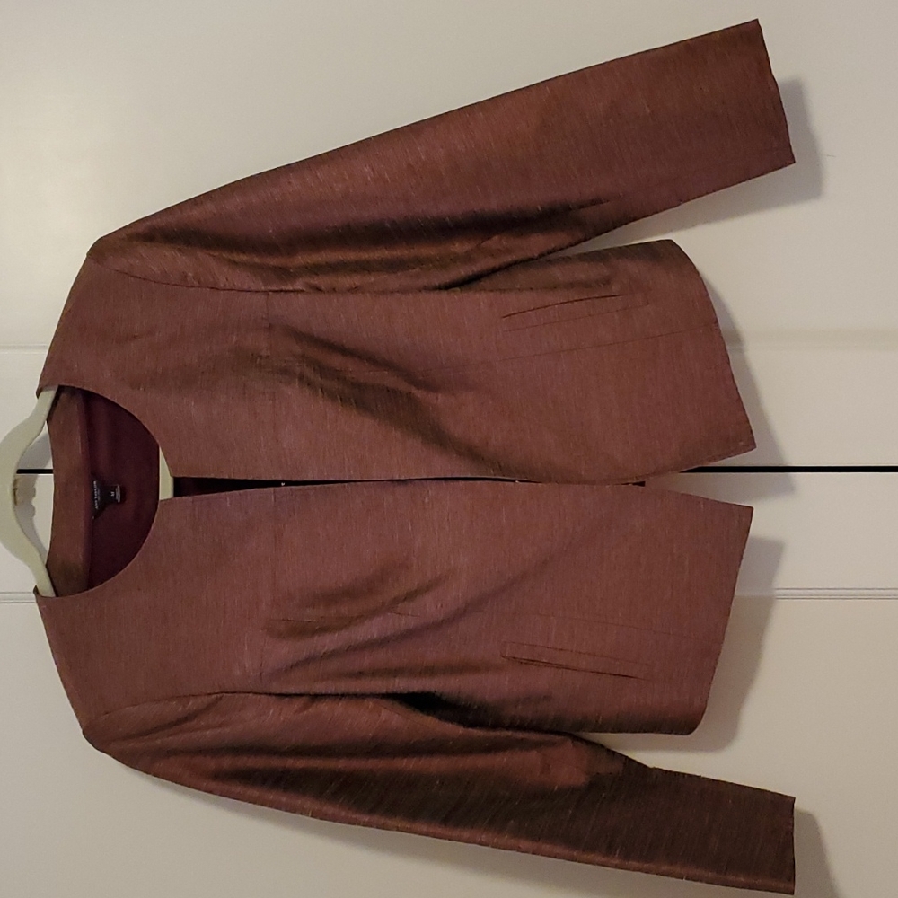 JONES NEW YORK Raspberry & Tan Silk Look Jacket